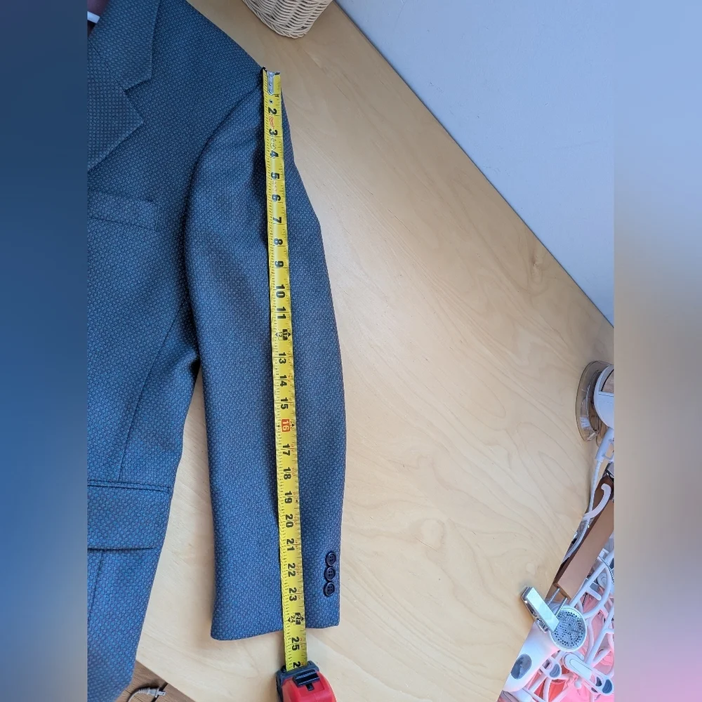 Men Vintage Blazer 100% Wool Size 40 Reg Made In Canada Blue Purple Green Colors - Picture 10 of 13